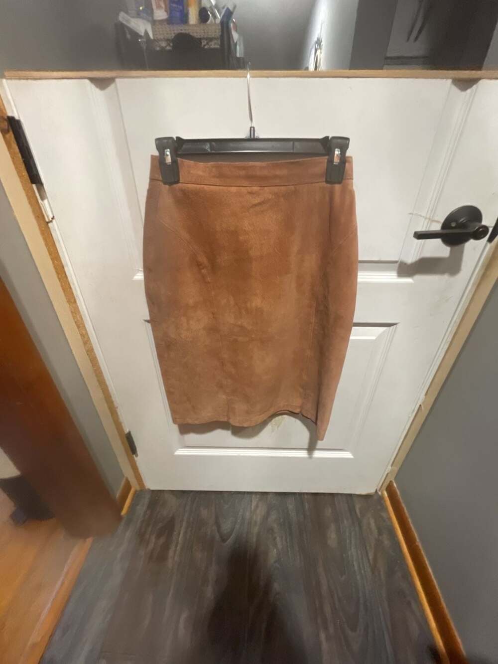 Vintage Bagatelle Suede Pencil Skirt Size 6 Brown Leather